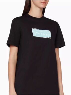 Black Tee with Light Blue Patch